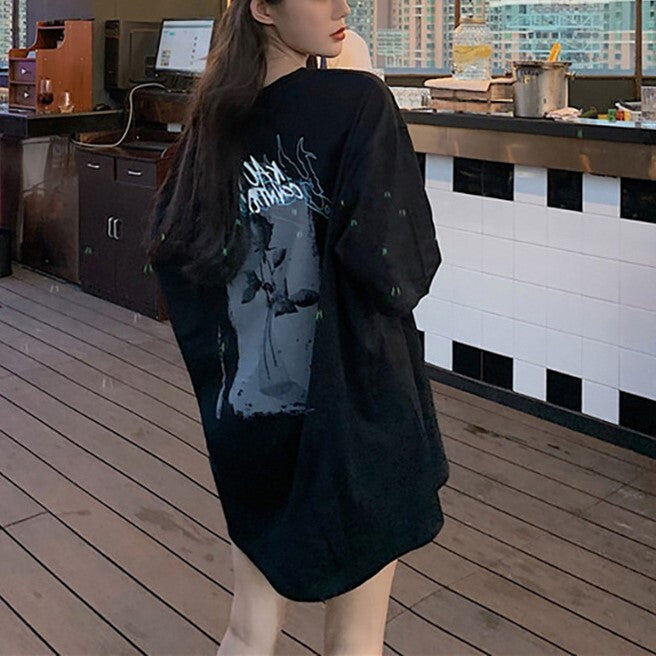 【送料無料】2023SS ラウンドネック ブラック ビッグ 半袖 Tシャツ 韓国ストリート 韓国モード mry000873
