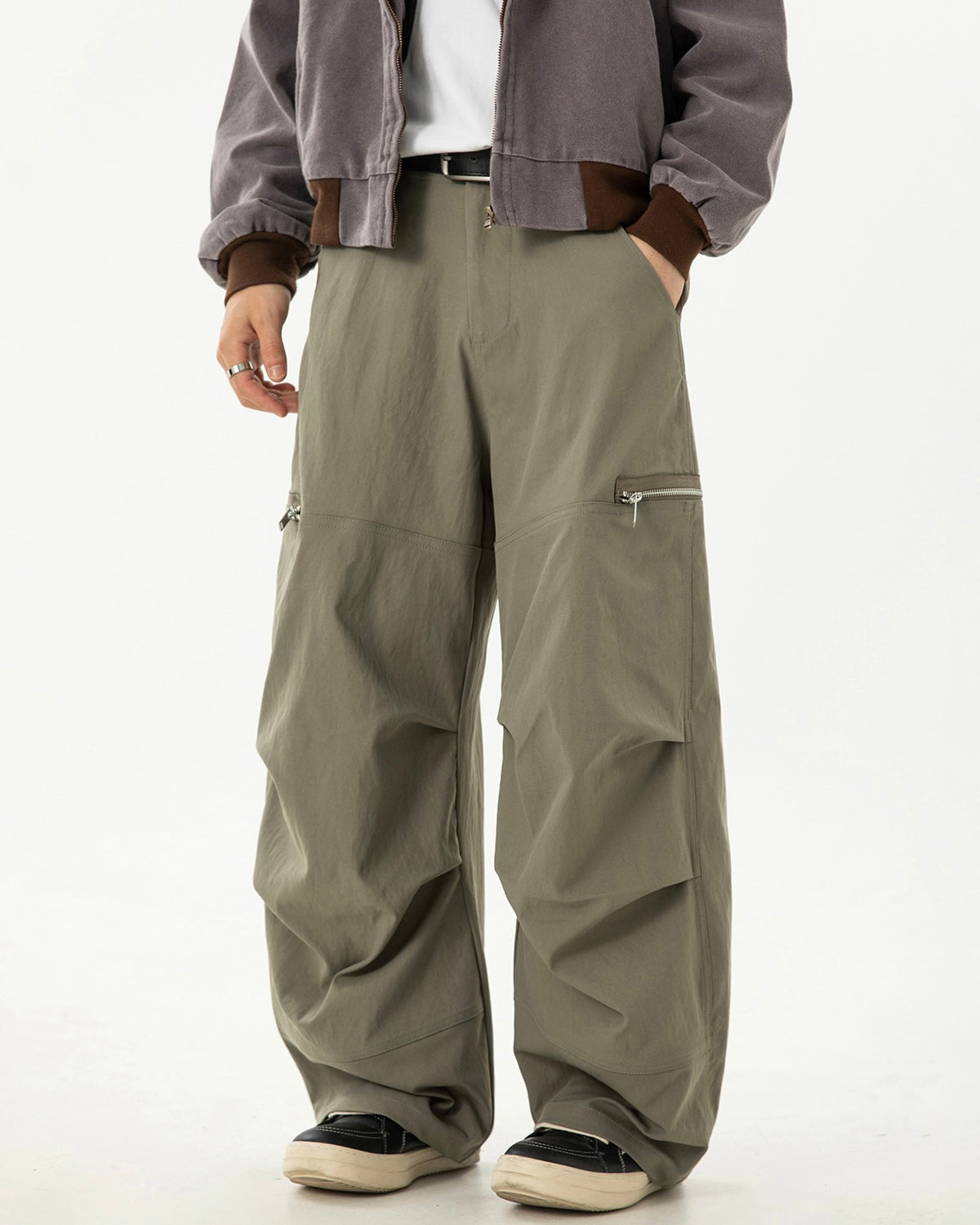 【2color】Zipper Pockets Wide Cargo Pants mry001821
