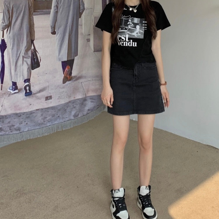 変形トップス　半袖　Tシャツ　mry000015