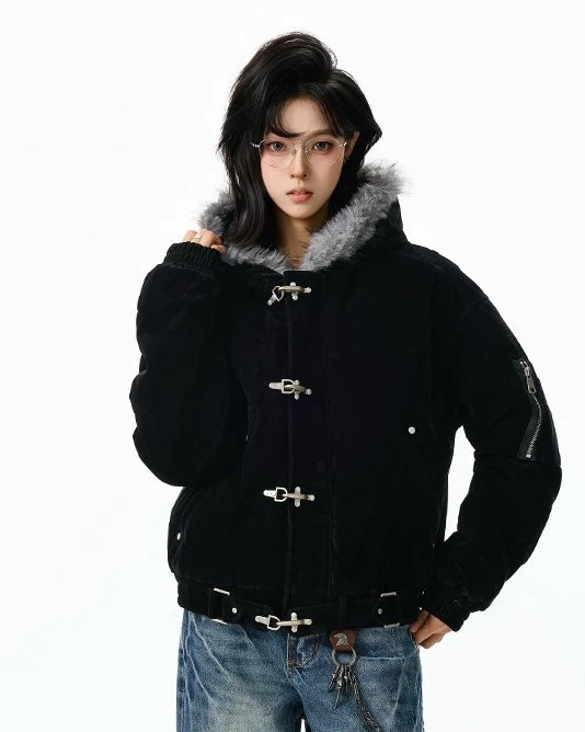 Urban Toggle Fur Hood Jacket mry001991
