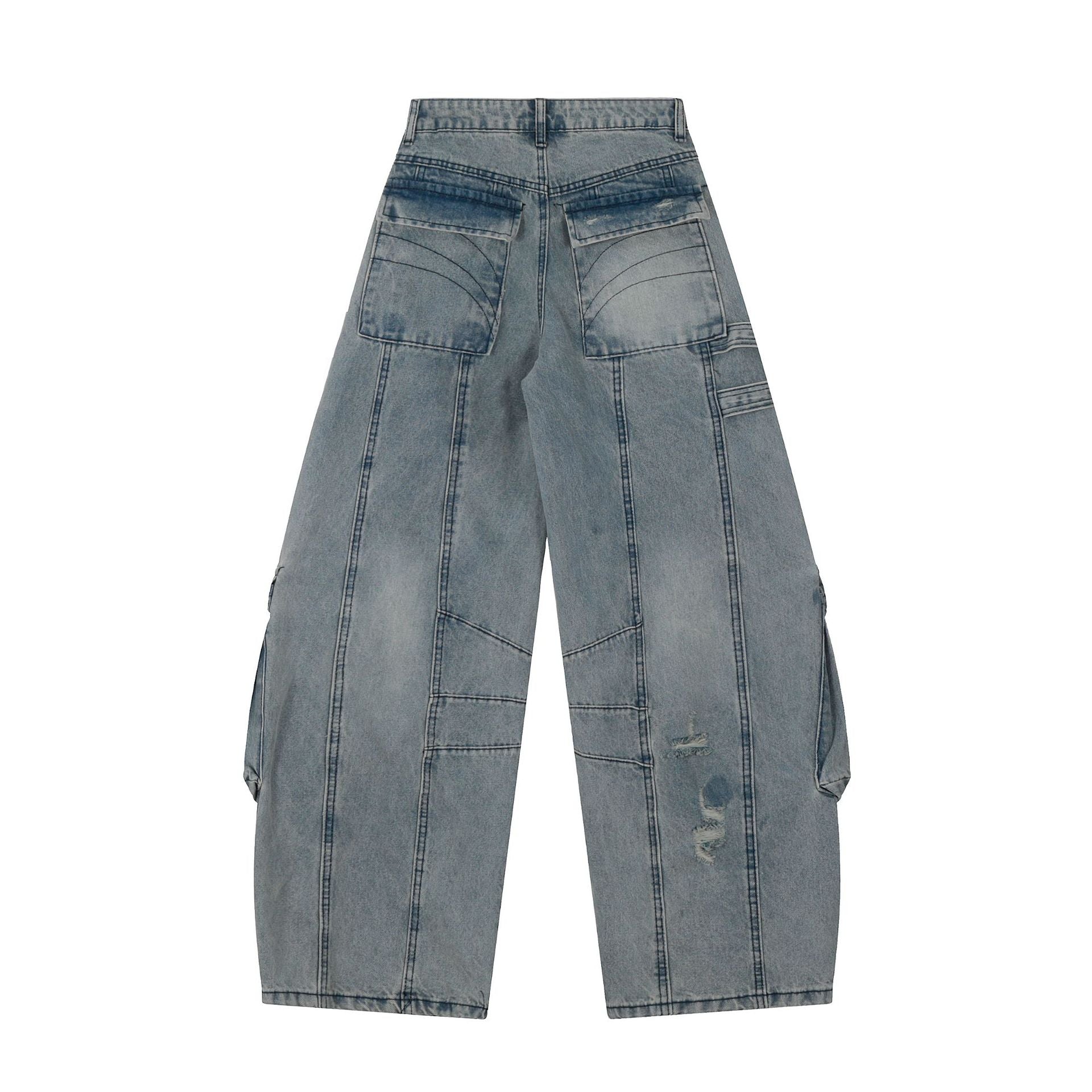 【2color】Shadow Buckle Wide Cargo Denim Pants mry001700