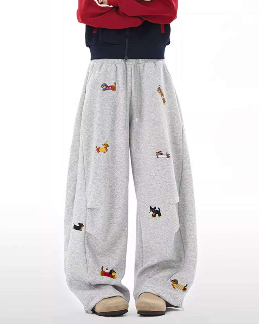 【YURU:FIT】Cartoon Dog Loose Fit Pants mry001880