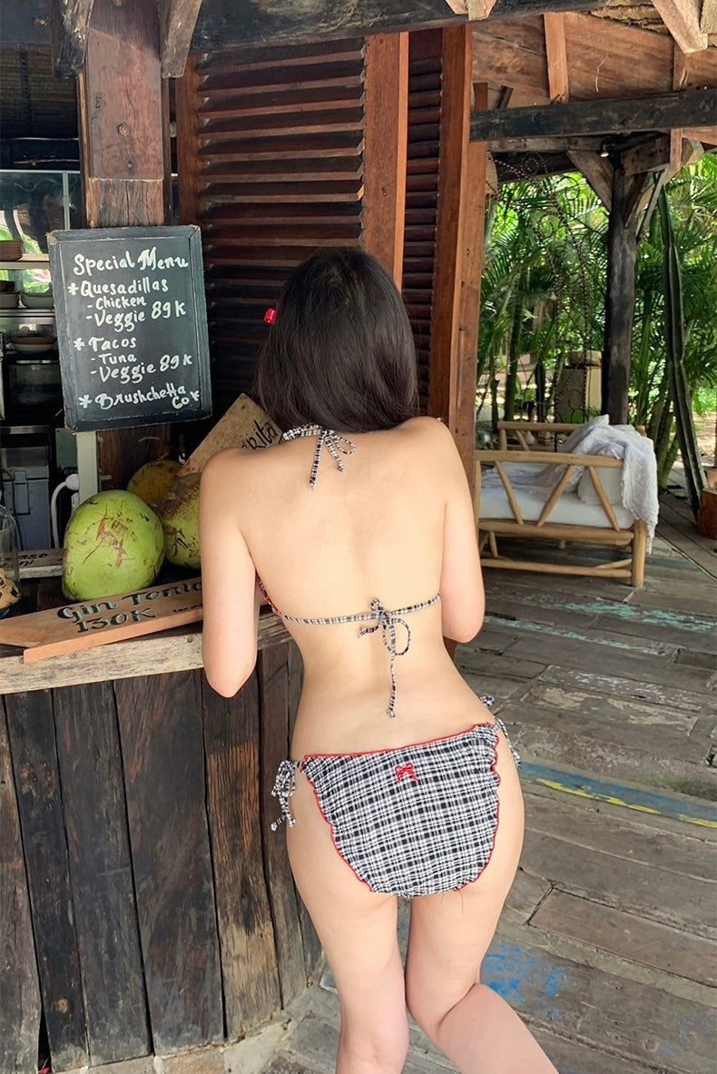 【2color】Cherry Check Bikini Set mry001773