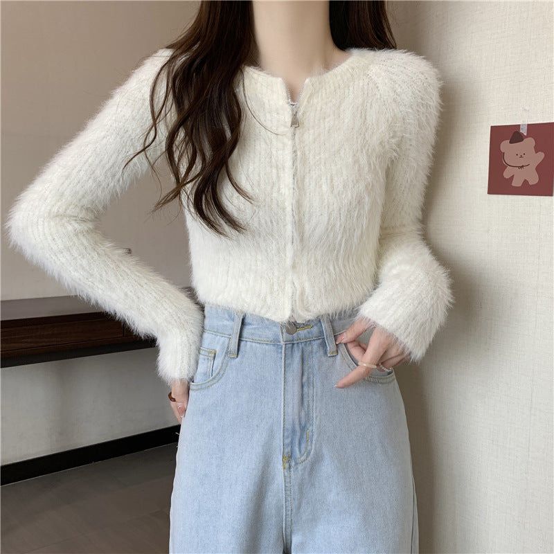 【リピーター続出 / 2color】着回し抜群 ジップアップニット mry001539
