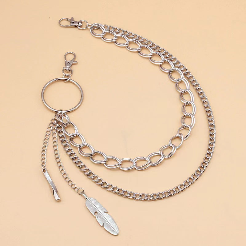 Feather Charm Double Layer Wallet Chain mry001920