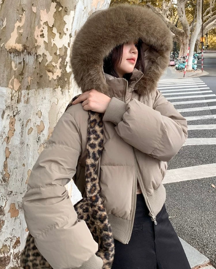 【爆安】Short Puffer Food Fur Jacket mry001966