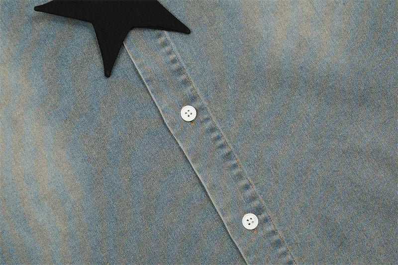 Star Tie Washed Denim Shirt mry001738