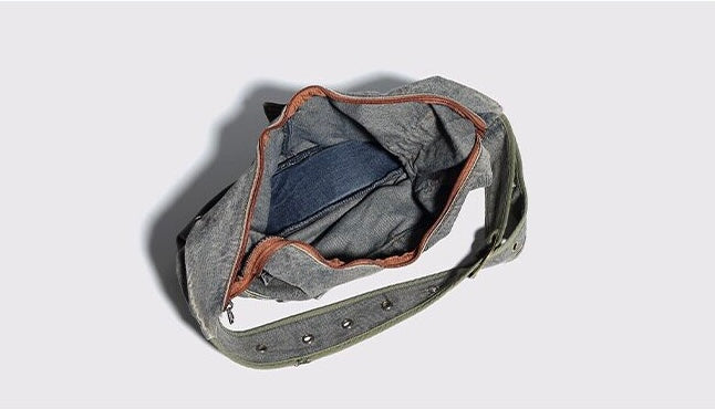 Washed Denim Belt Shoulder Bag mry002256