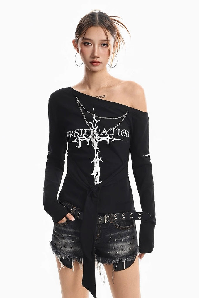 【トップス／2color】クロスデザインスリムトップ
mry002283