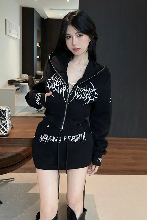 【Set-Up】Cropped Zip-Up Top & Skirt Set mry002183