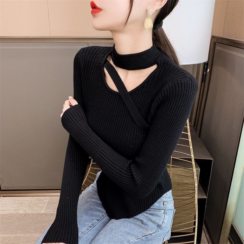 【Carina】2カラー展開  カットアウト リブ編みニット mry001137