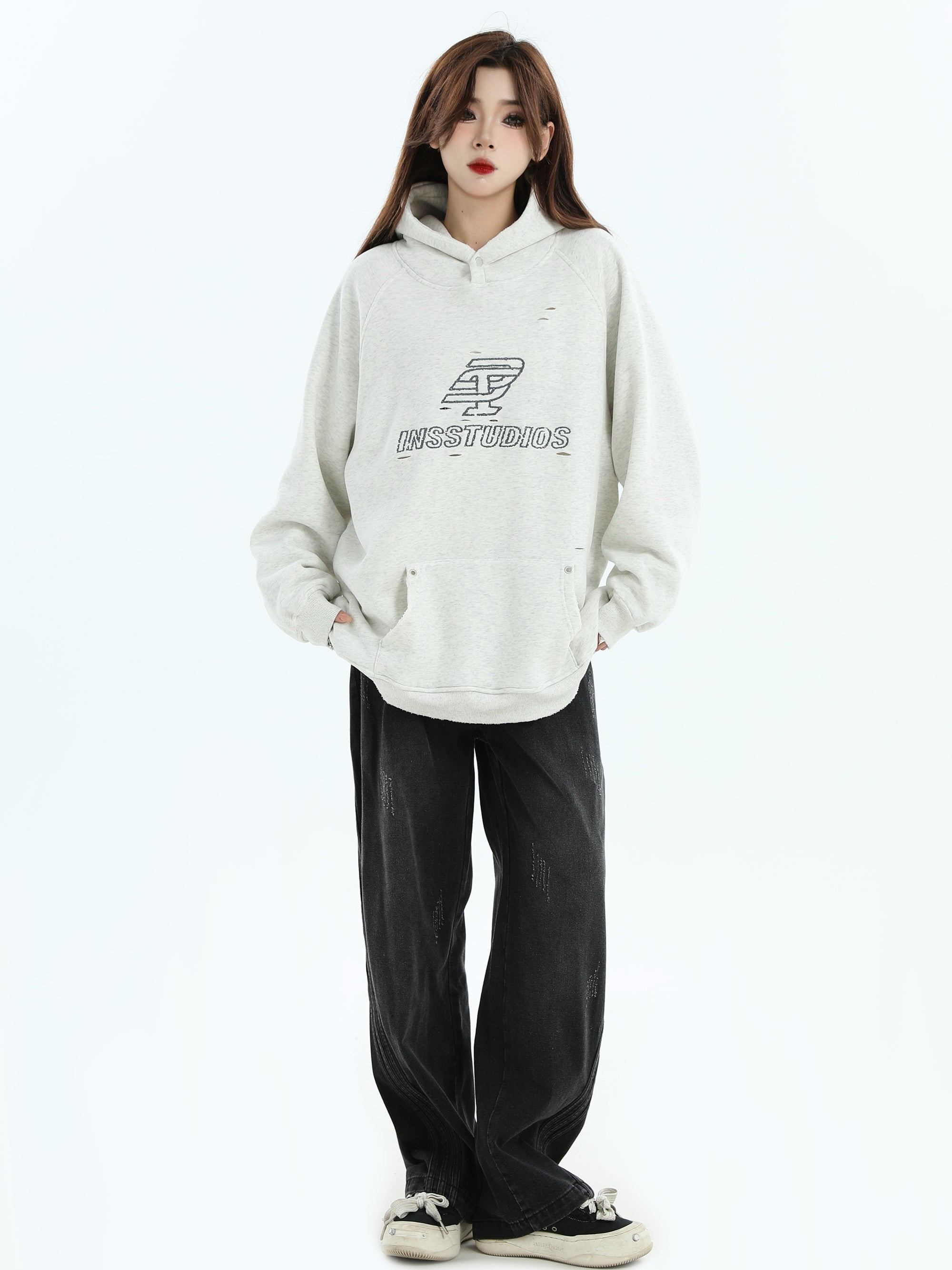 【評価★4.8以上／Tops】Washed Logo Oversized Hoodie mry001915