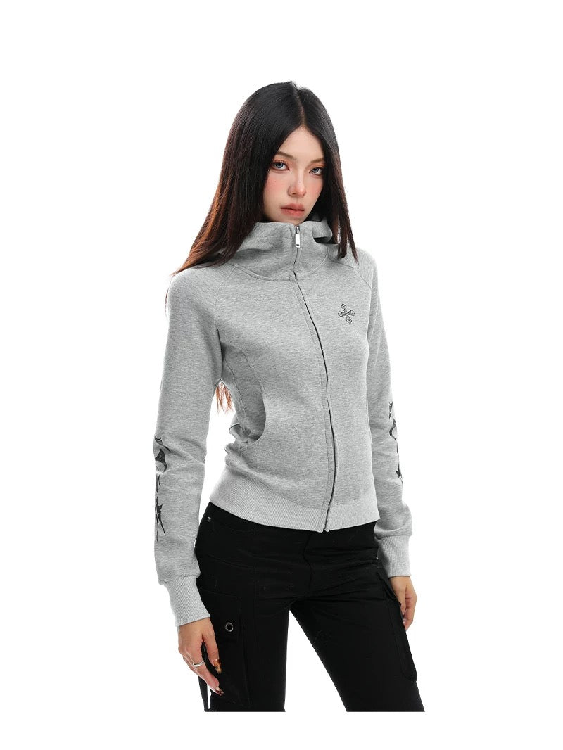 【評価★4.8以上／Top】Cross Embroidered Zip Sweat Jacket mry001933