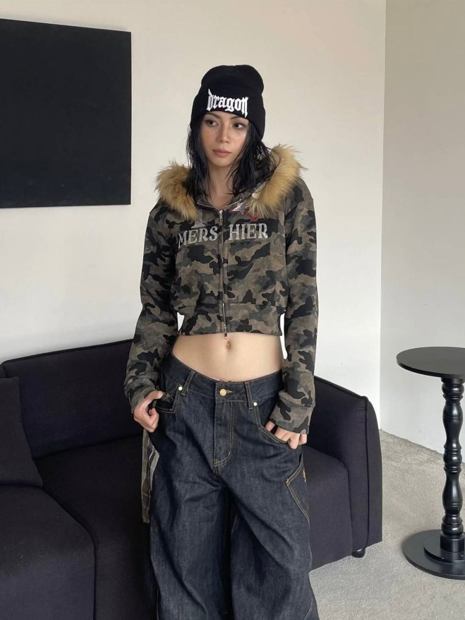 Camo Cozy Fur Jacket mry001638