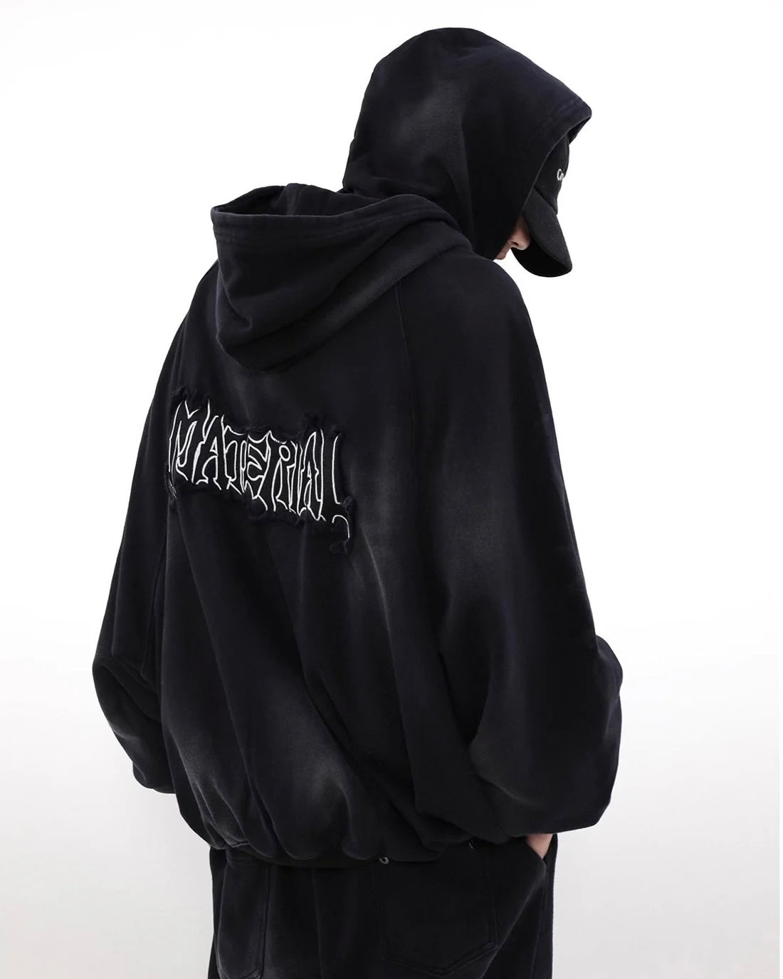 【評価★4.8以上／Tops】UNISEX DAMAGE DOLMAN ZIP HOODIE mry001907