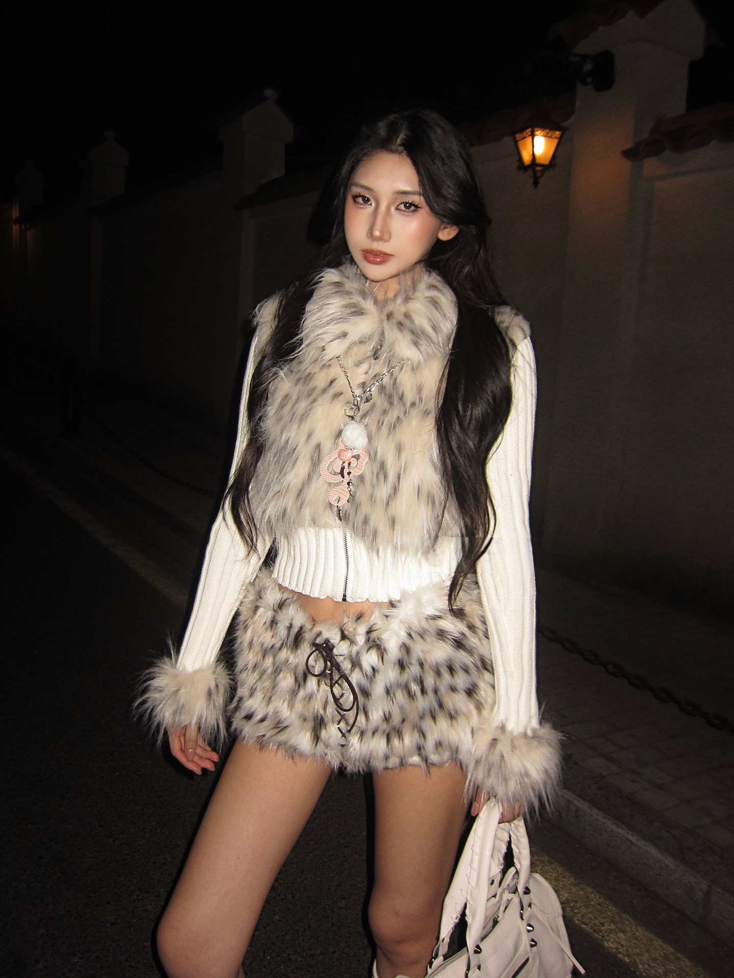Faux Fur Panel Knit Jacket mry002108