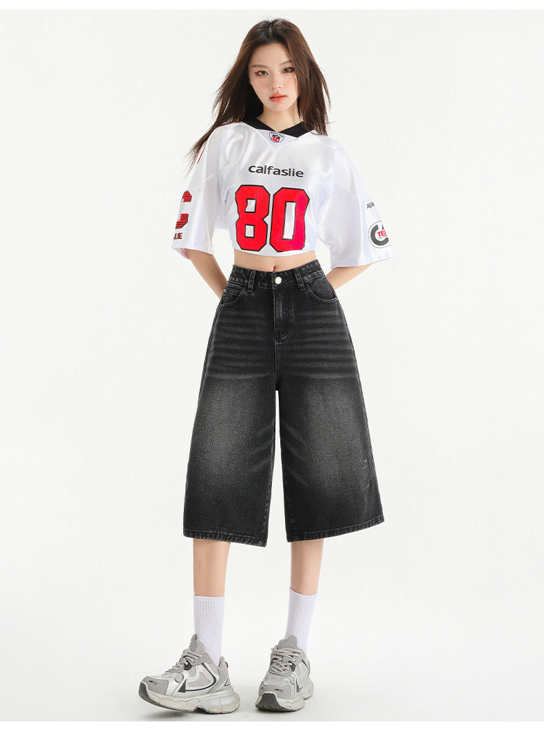 【2color】High-Waisted Wide Denim Shorts mry1772