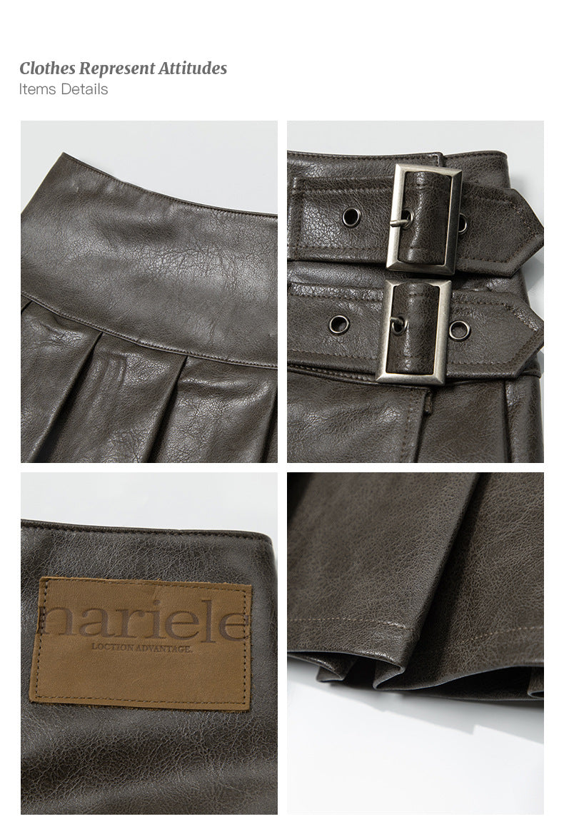 【2color】Buckle Pleats Mini Skirt mry001693