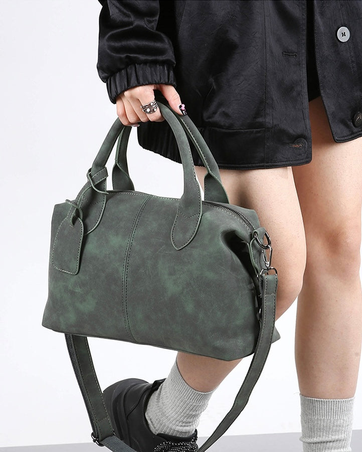 Washed Leather Boston Bag mry002316