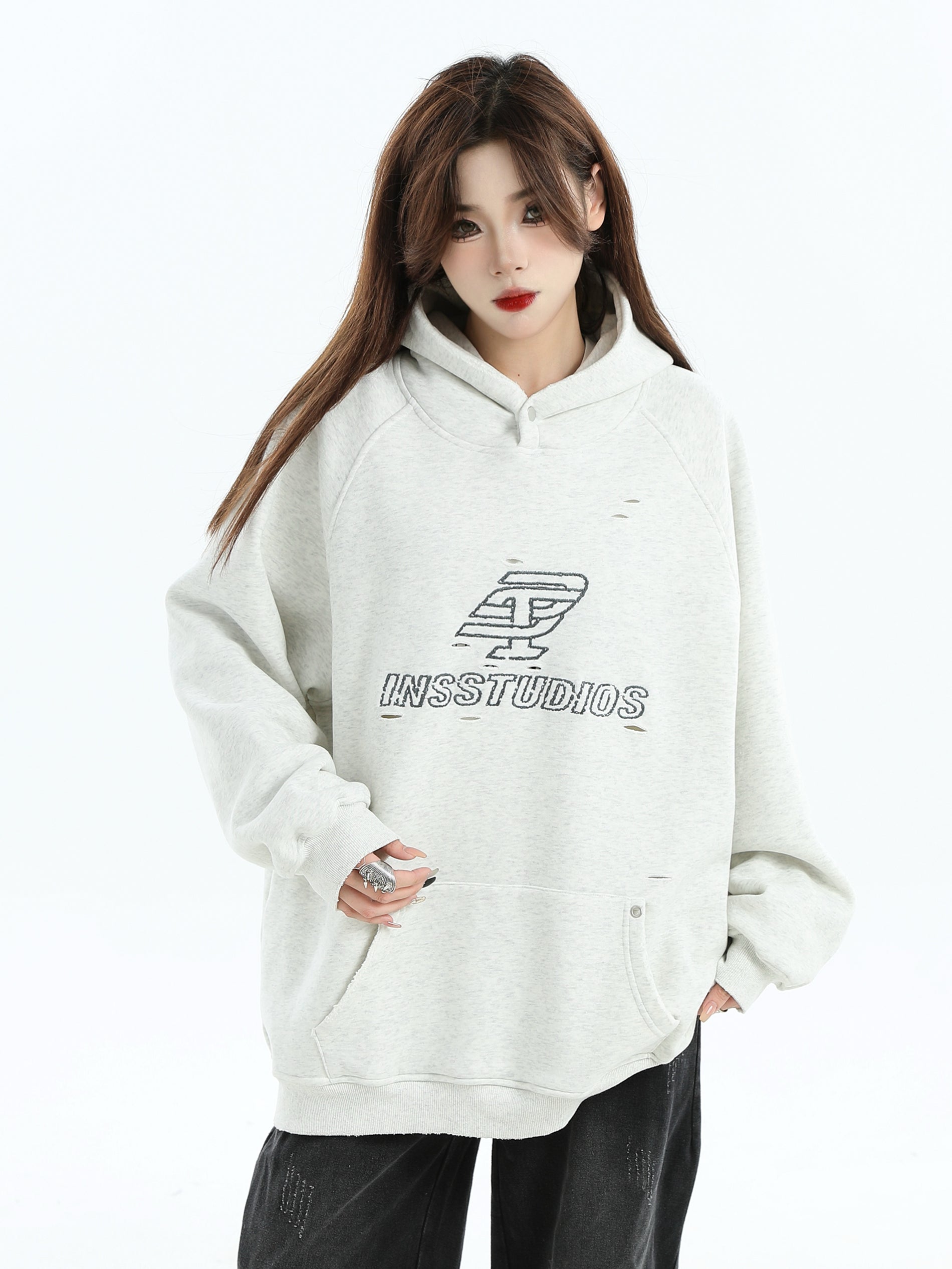 【評価★4.8以上／Tops】Washed Logo Oversized Hoodie mry001915