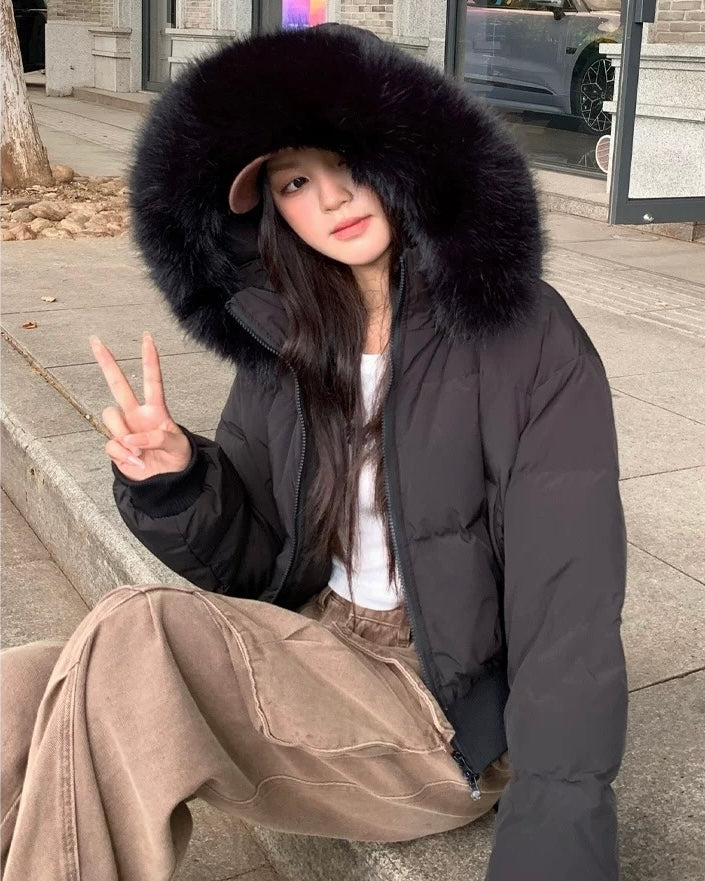 【爆安】Short Puffer Food Fur Jacket mry001966