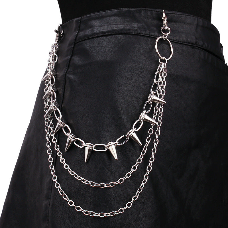 Spike Triple Layer Silver Wallet Chain mry001929