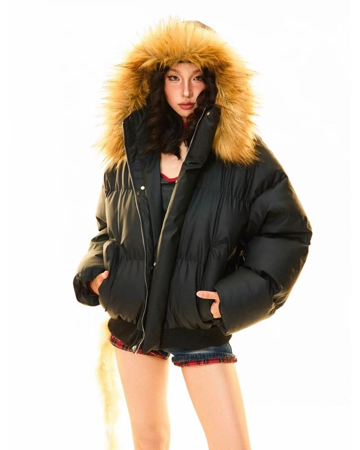 【2color】Faux Fur Hood Puffer Jacket mry001792