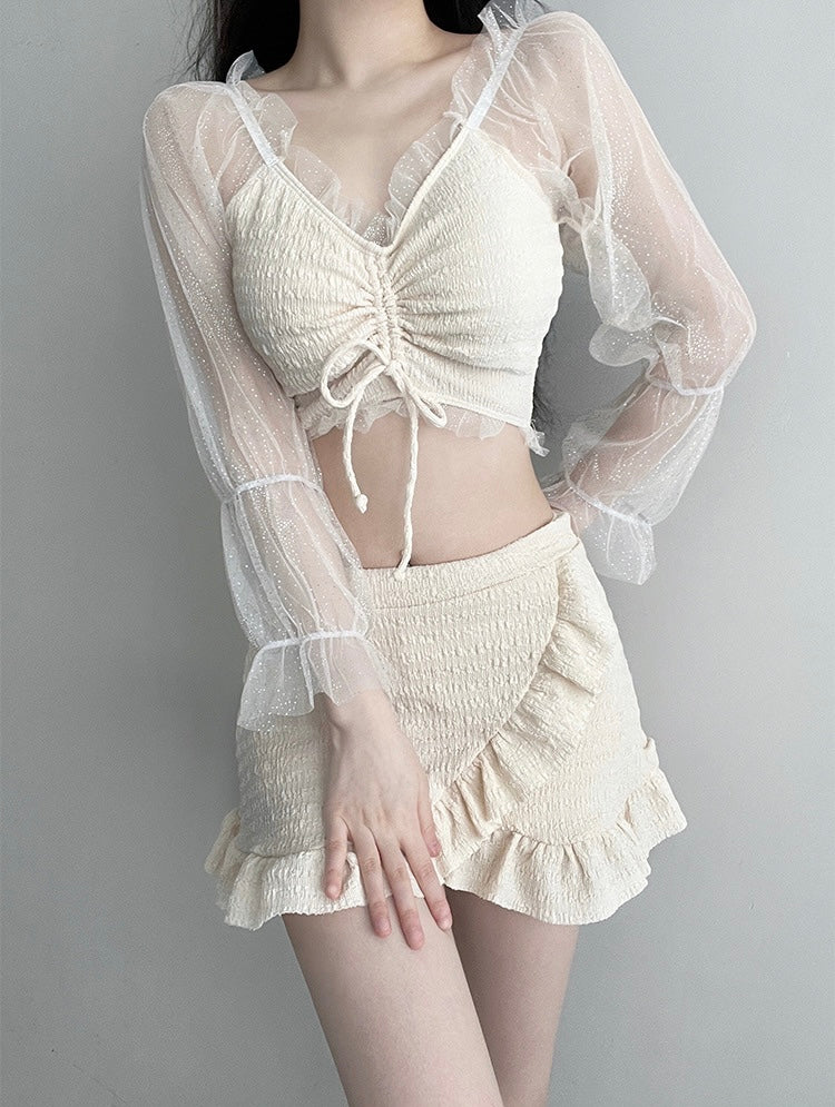 Shirred Ruffle High-Waist Set mry001778
