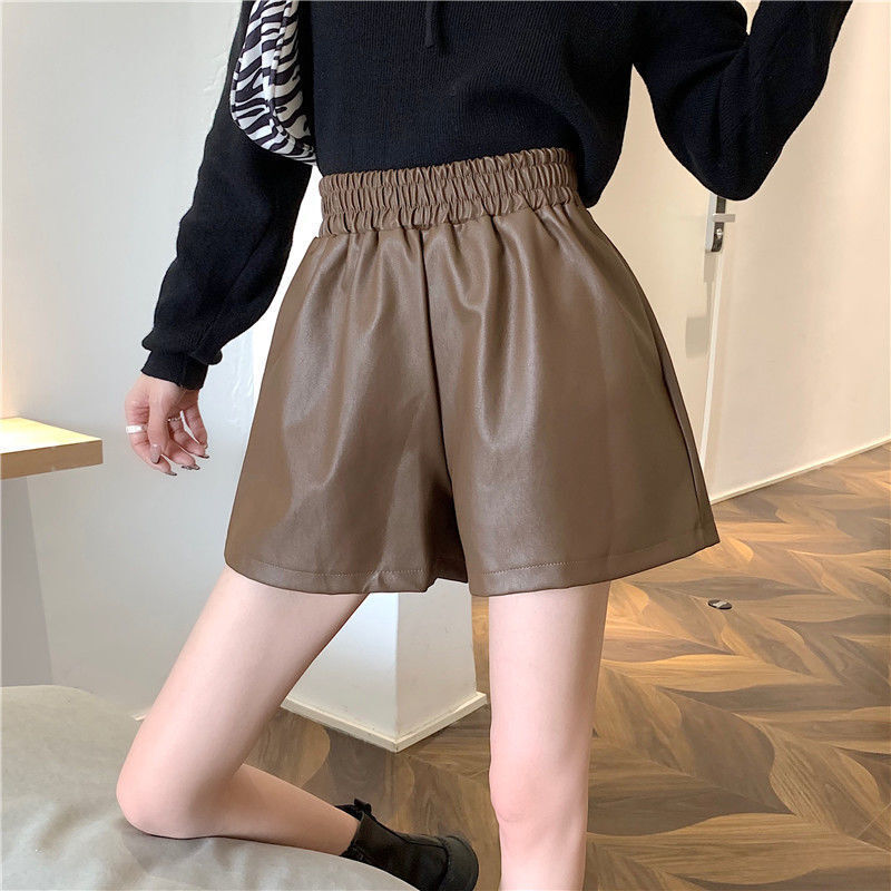 フェイクレザー　ハイウエスト　ショートパンツ　mry000026