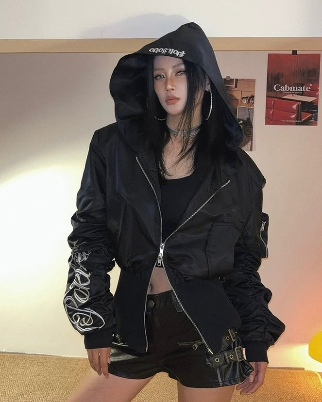 Gothic Hooded Bomber Jacket mry001986