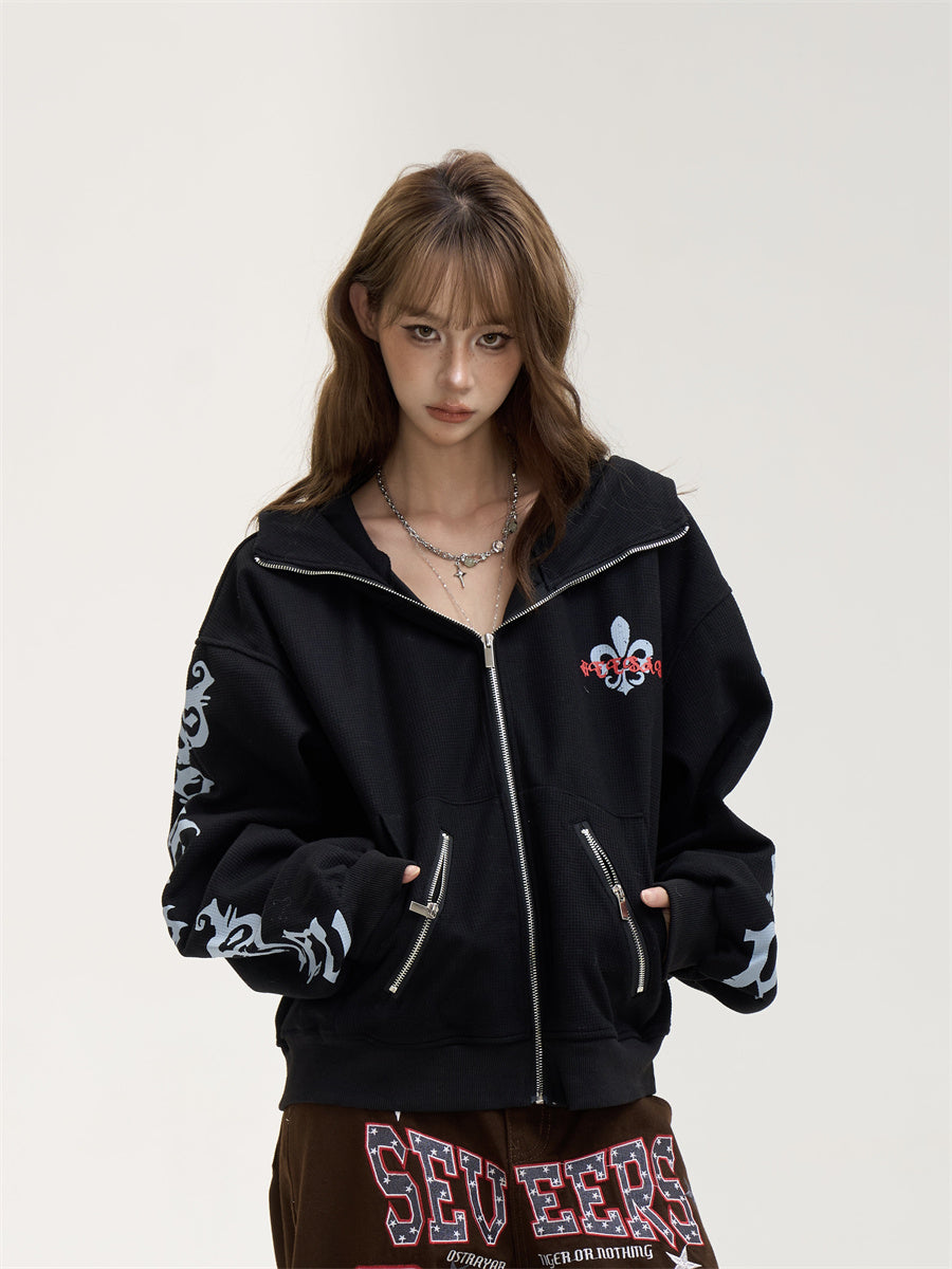 【評価★4.8以上／高品質】Unisex Oversized Gothic Graphic Hoodie mry001899