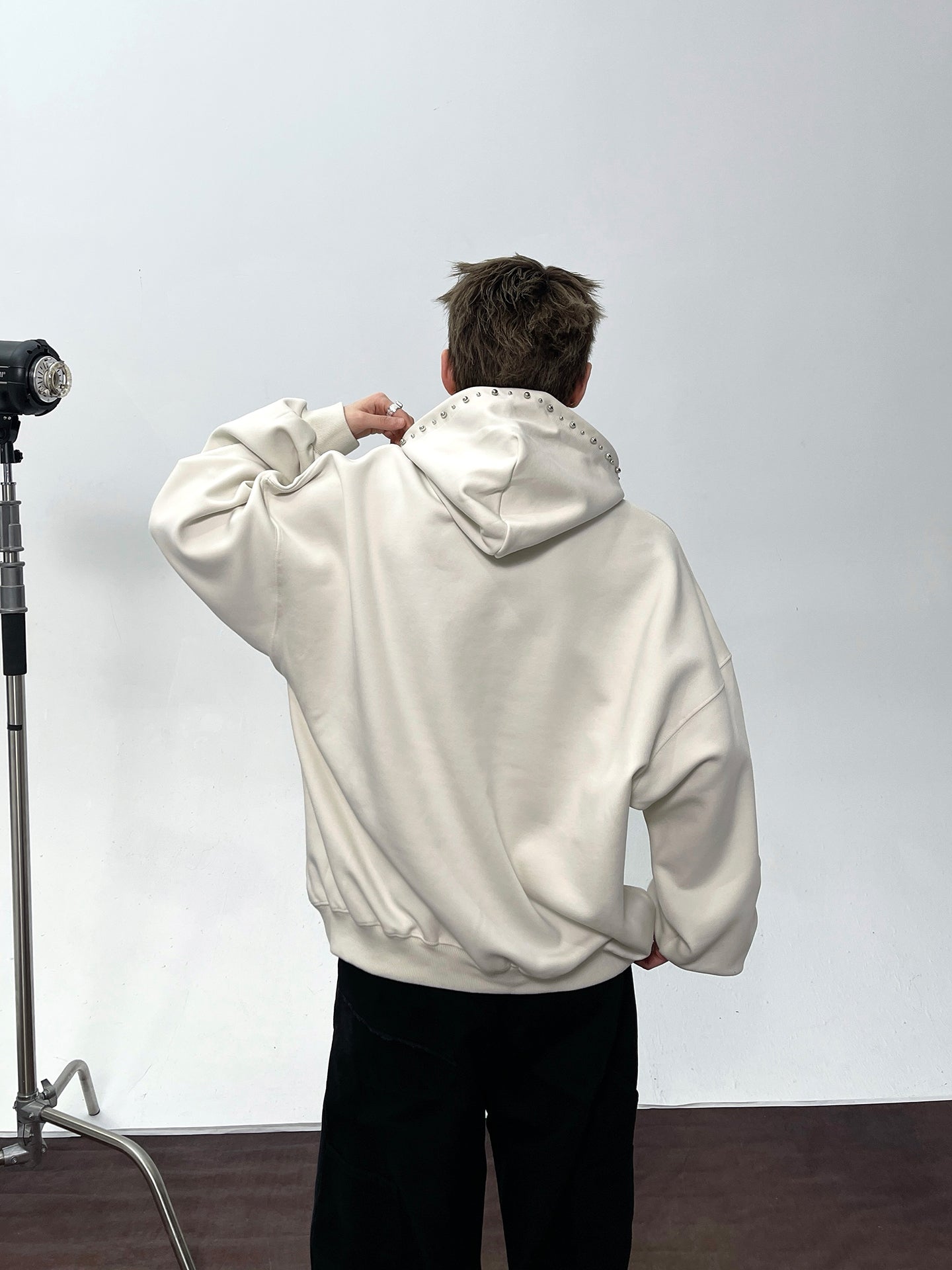 【評価★4.8以上／高品質】Rhinestone Logo Oversized Hoodie mry001901