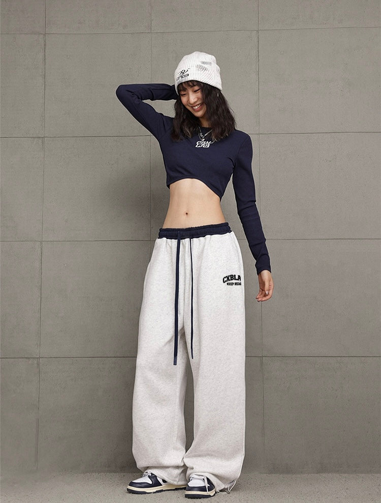 【3color】Logo Drawstring Wide Sweatpants mry001723