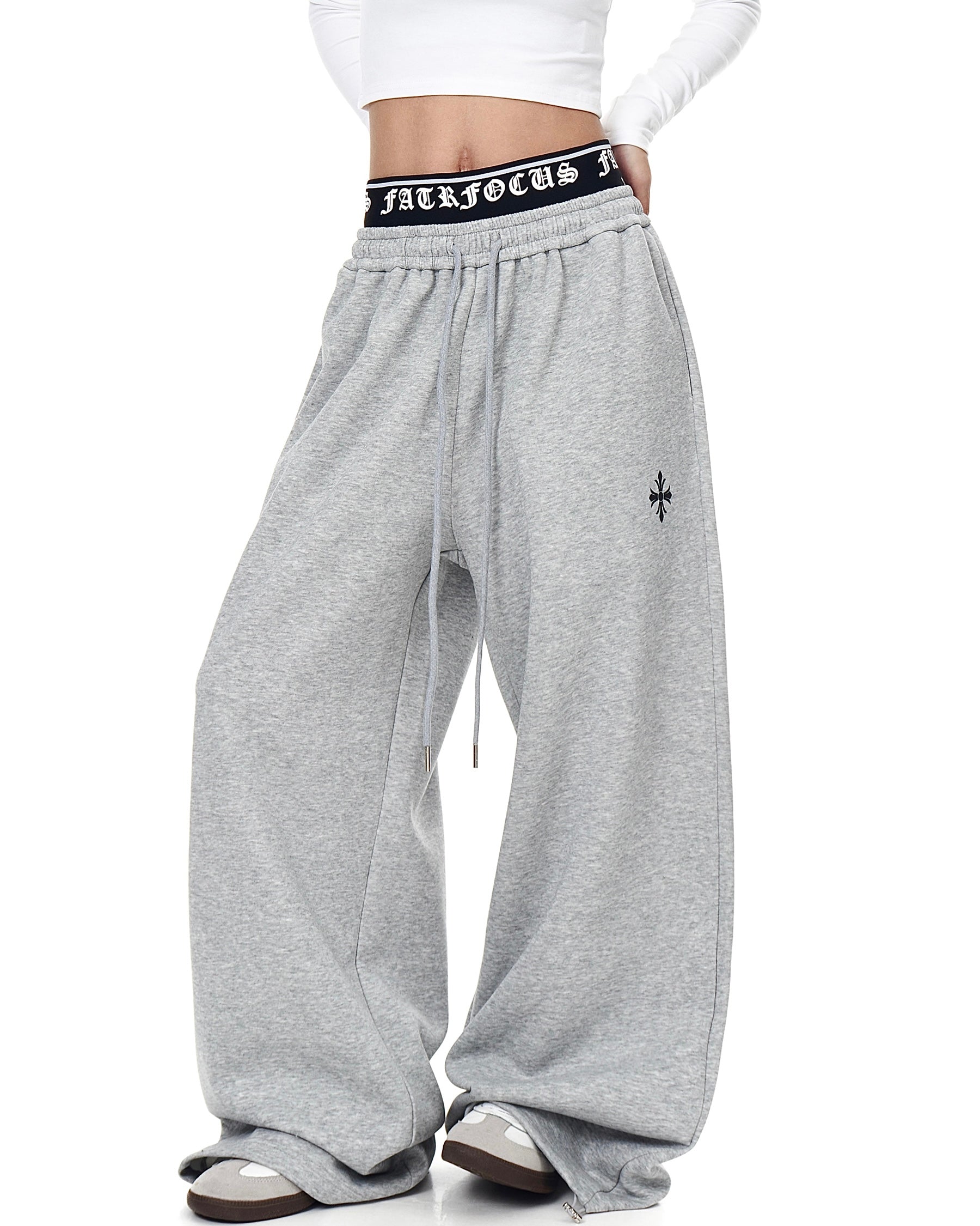 【YURU:FIT】 Cross Print Wide Sweatpants mry001861