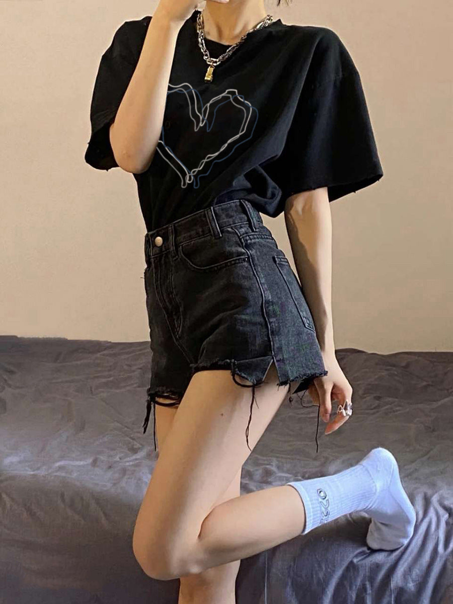 アメリカンレトロ ハートプリントTシャツsle000051