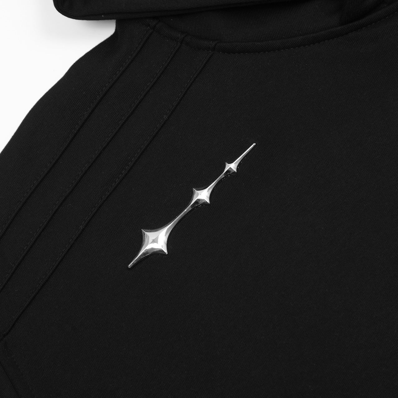 【Unisex/2color】Cross Metallic Design Black Hoodie mry001621