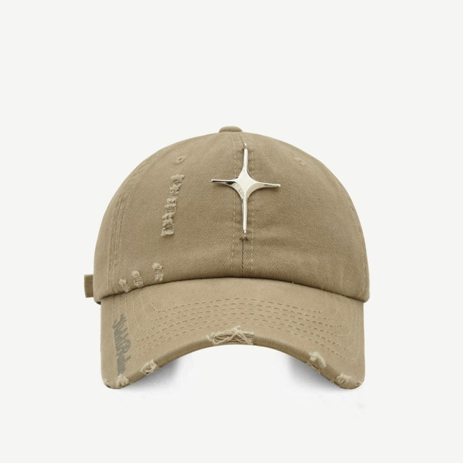 【4color】Distressed Metal-Accent  Cap mry001613