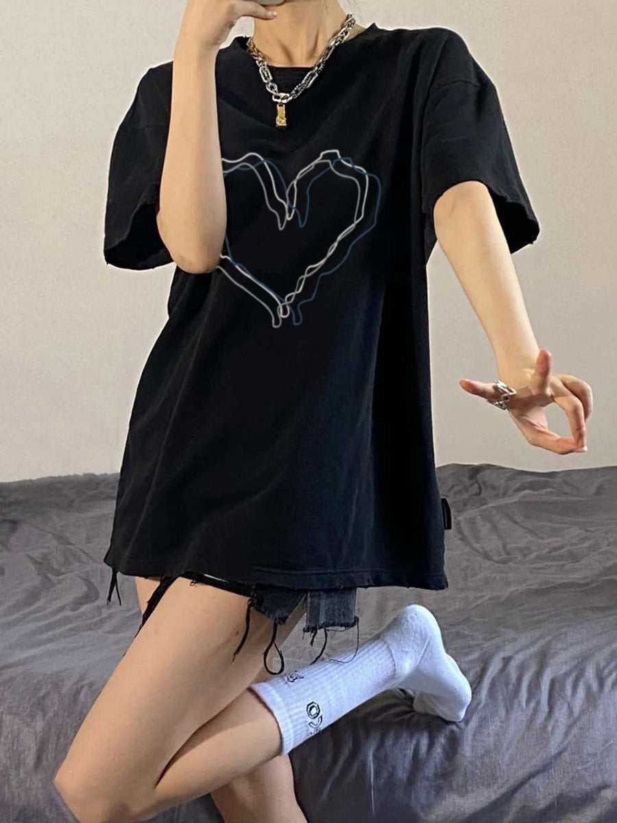 アメリカンレトロ ハートプリントTシャツsle000051