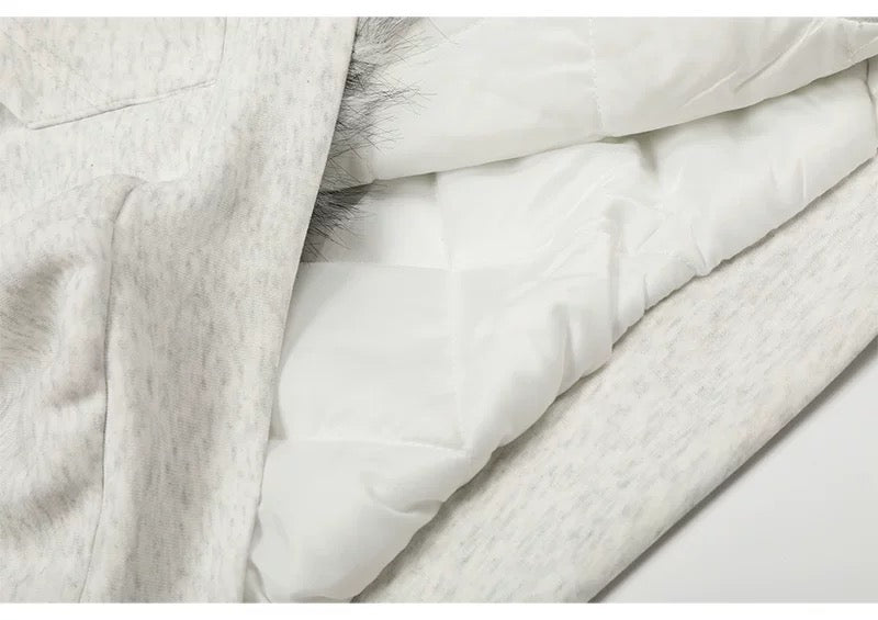 Fur-Lined Toggle Hook Hoodie Jacket mry001990