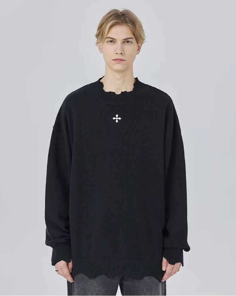 Star Embroidery Knit Sweater mry001834