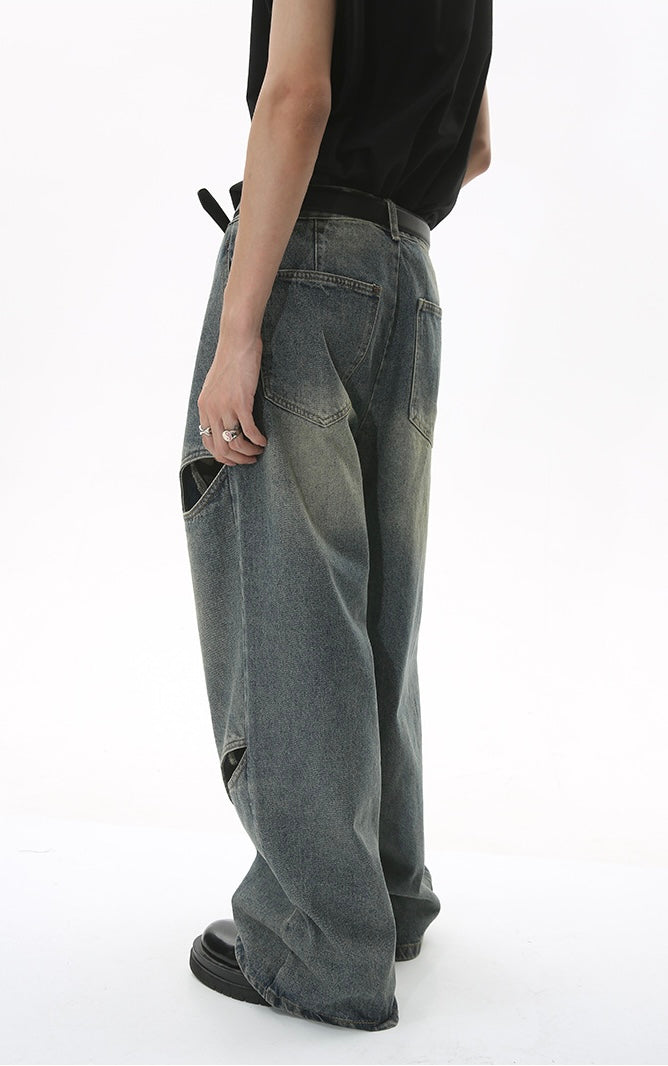 Cutout Chaos Wide-Leg Denim Pants mry001672