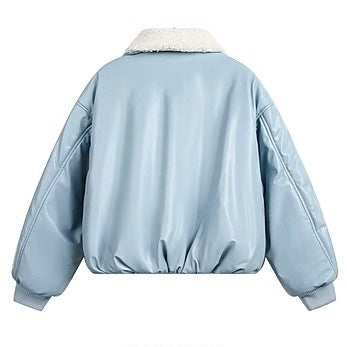 Varsity Patch Faux-Leather Bomber Jacket mry001968