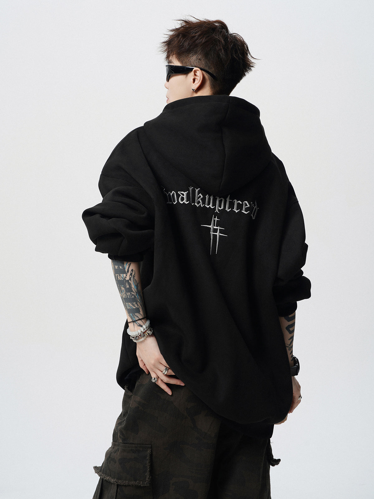 【評価★4.8以上／Tops】Minimal Cross Logo Oversized Hoodie mry001916