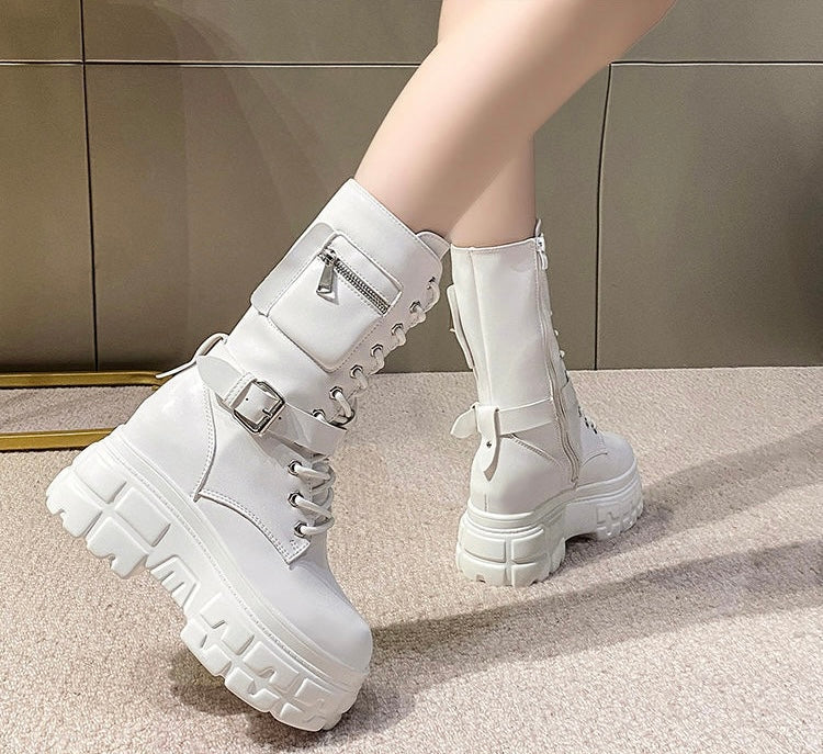 【2color】Utility Pocket Platform Combat Boots mry001670