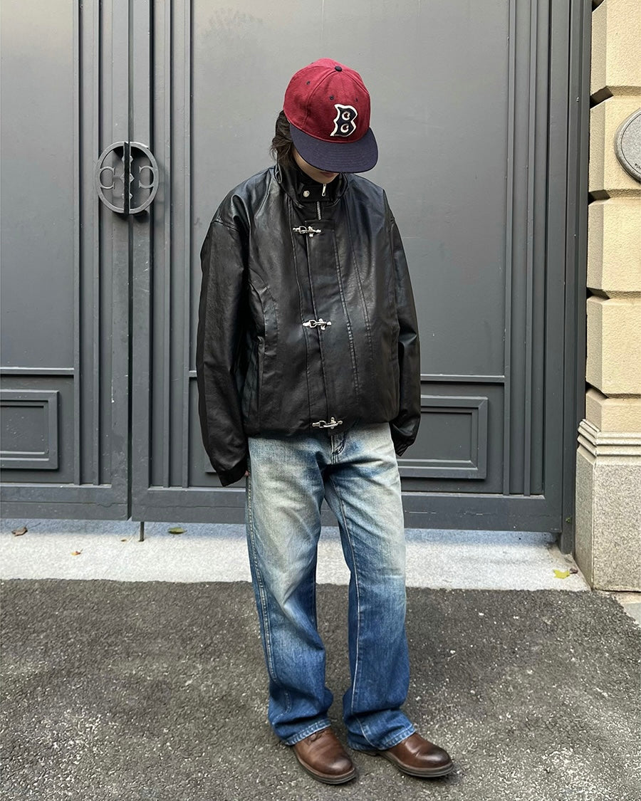 Vintage Leather Toggle Jacket mry001982