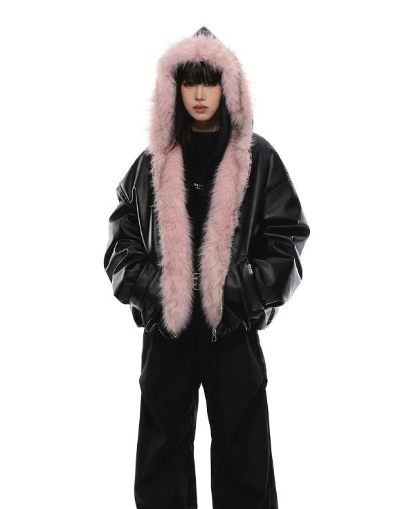 【評価★4.8以上】Oversized Faux Leather Jacket mry001958