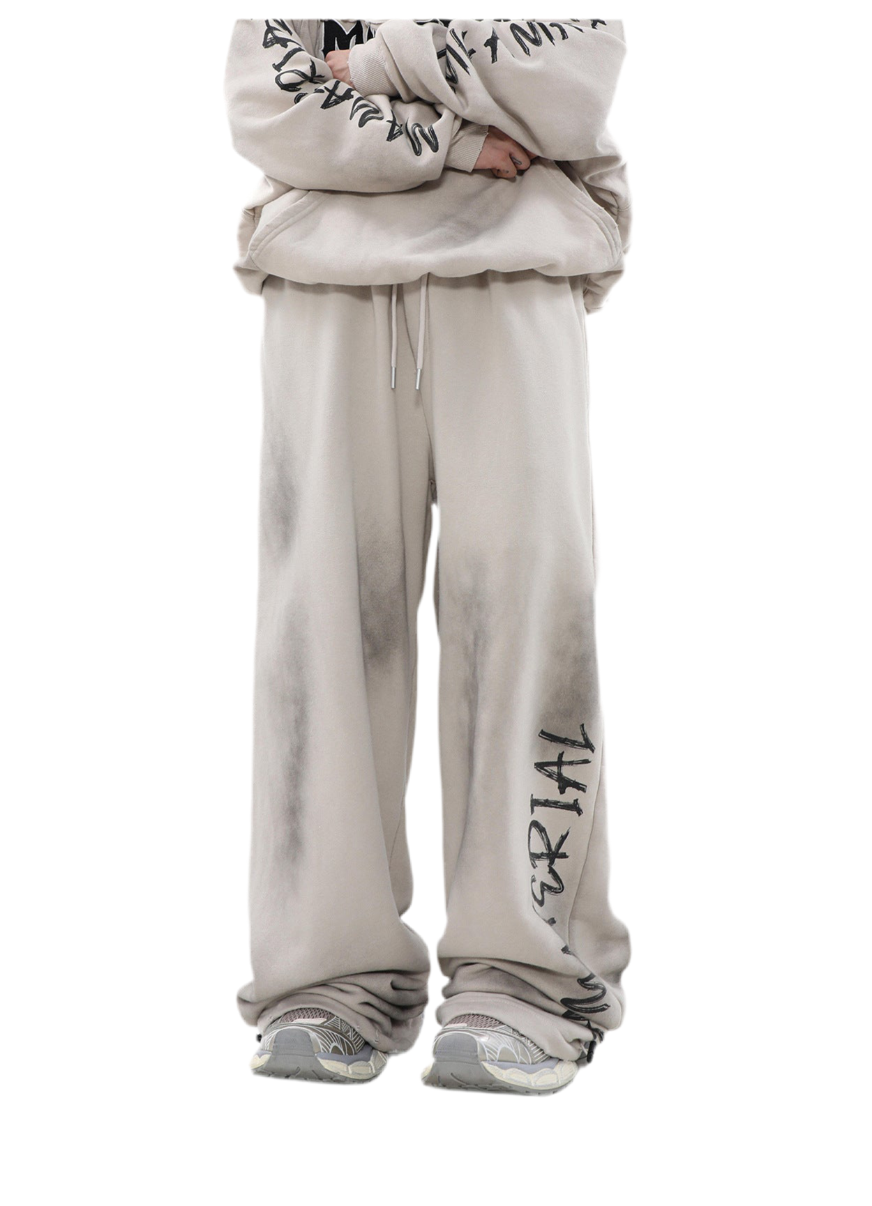 【2color / Bottoms】Damage dolman Sweat Pants mry001585