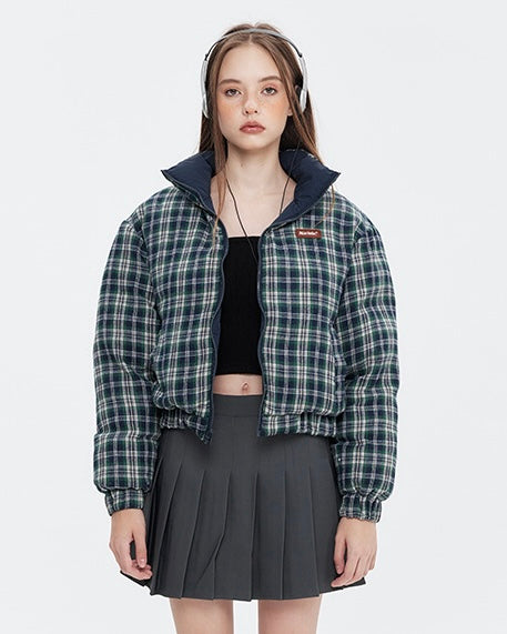 【2color】Reversible Checkered Short Down Jacket mry001802