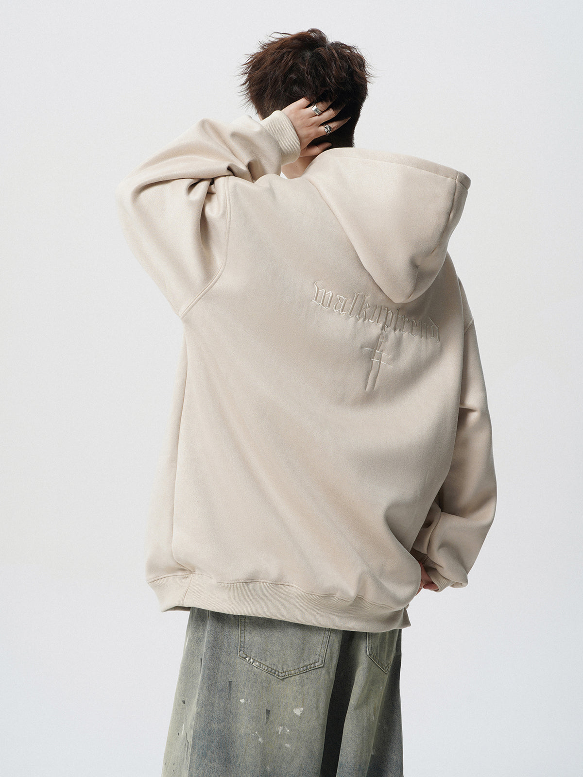 【評価★4.8以上／Tops】Minimal Cross Logo Oversized Hoodie mry001916