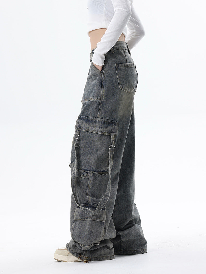 Gravity Strap Wide-Leg Denim Pants mry001702